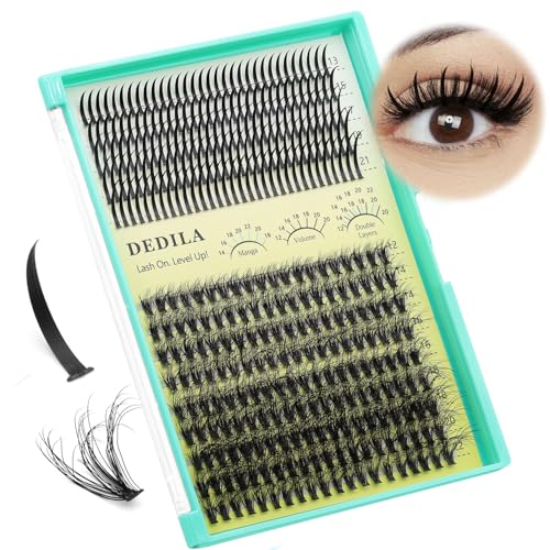 Lashes Extensions Natural Long Spiky and 30D Fluffier Lash Cluster D Curl Mixed 12-22mm Individual False Eyelashes DIY Lashes (30D+Spiky)