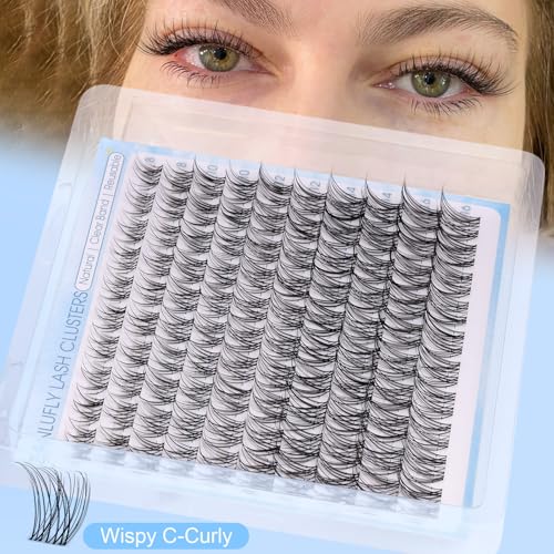 Natural Lash Clusters Kit Invisible Band Eyelash Clusters DIY Lash Extension Kit Wispy Eyelash Extension Kit Clear Band Cluster Lashes with Lash Glue, Brush and Tweezers by ZANLUFLY(8-16mm)
