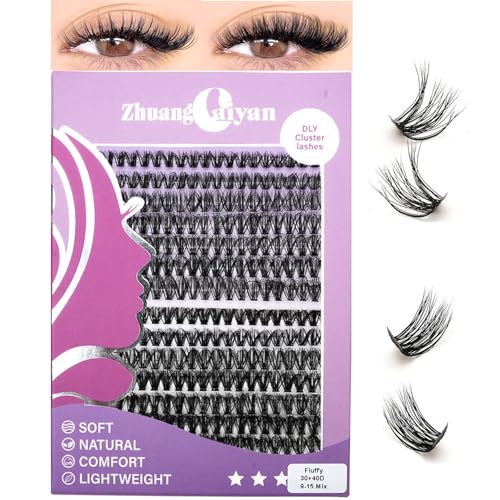 Eyelash Extension Kit 280pcs Individual Eyelashes Kit Cluster Lashes Natural Cluster 9-15mm Lash Extension Kit (30D&40D-9-15MIX KIT) (30D&40D KIT), Black (30D+40D)