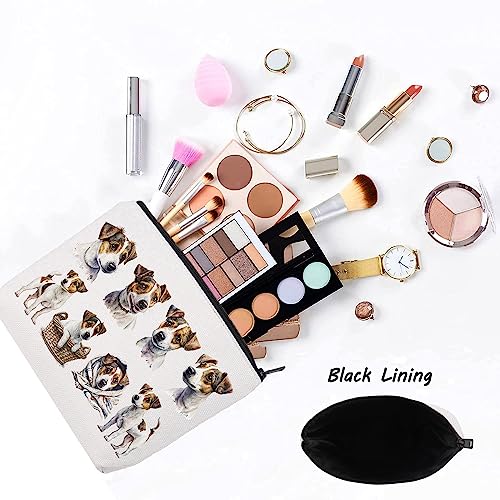 LEVLO Jack Russell Cosmetic Makeup Bag Jack Russell Lover GiftJack Russell Mom Travel Pouch Bag Jack Russell Merch (Jack Russell)