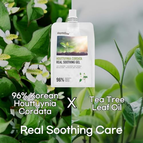 daymellow Heartleaf 96% Soothing Gel Houttuynia Cordata Real 10.58fl.oz/300g, Acne, Soothes, Redness Facial Soothing Gel Korean Skincare, Sunburn Moisture, Soothing and Calming, After Suncare, Cooling