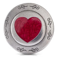 DANFORTH - Hearts Pewter Purse Mirror (Red) - 3 1/2 Inch Diameter - Gift Boxed