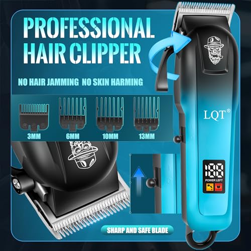 Professional Hair Clippers for Men, Cordless Barber Clippers with Precision Trimmer and Dual Foil Shaver,LED Display, Electric Hair Cutting Machine, Men¡¯s Grooming Kit, Gradient Blue, Gift for Him