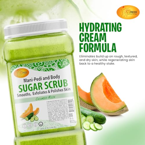 Spa Redi Sugar Scrub Glow, Cucumber Melon, 1 Gallon