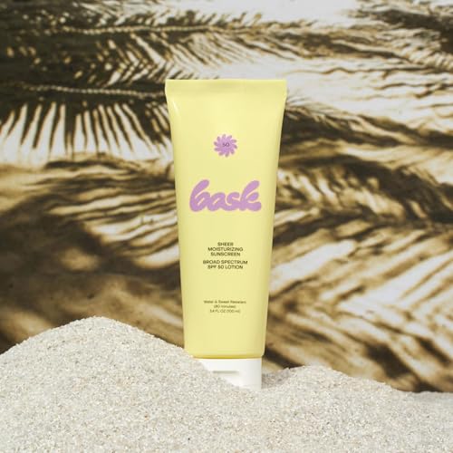 Bask Suncare SPF 50 Sheer Moisturizing Sunscreen Lotion - Broad Spectrum UVA/UVB Protection, Dermatologist Recommended, Hydrating, Lightweight & Non-Greasy, Travel Size (Value Pack of 3)