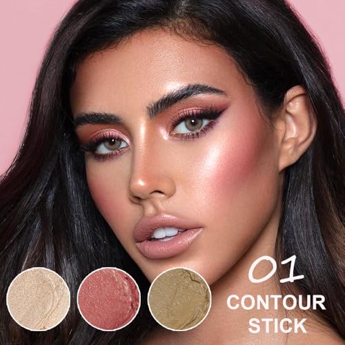 Glow Highlighter Stick, Long Lasting Luminous Satin Shimmer Dewy Finish Cream Highlight Makeup Sticks for Older Women, Blendable and Buildable, #1 Mature Highlighter