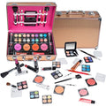 SHANY Carry All Make up Train Case with Pro Makeup Set, Beauty Brushes, Lipsticks, Eye Shadows, Blushes, Powders, and more - Reusable Cosmetics Storage Organizer - Premium Gift Packaging - Rose Gold