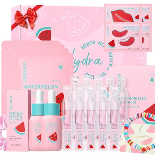 Pink Watermelon & Niacinamide Gift Set for Glow Skin -Hydrating, Firming, and Radiance-Boosting Skincare Set for Women & Girls | With Watermelon Extract B5, CICA, Hyaluronic Acid &Collagen