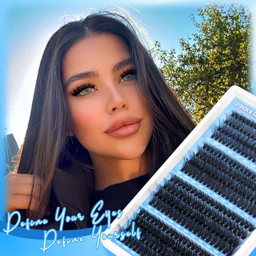 Lash Clusters Volume Eyelash Clusters 50D+60D+70D+80D Lashes Clusters 320pcs 4 Style Mix Wispy Cluster Eyelash Extension Thick DIY Individual Lashes D Curvature False Eyelashes, 10-16mm