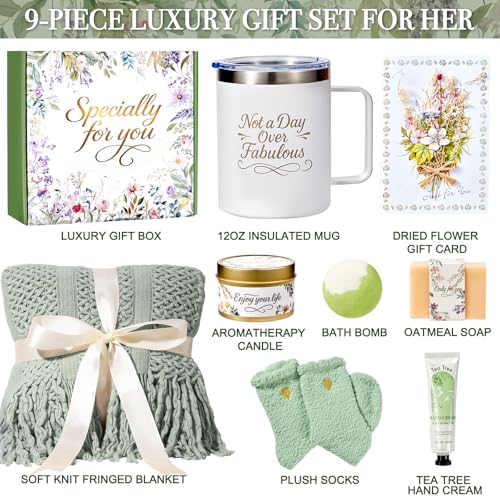 Birthday Gifts for Women Spa Care Package, Mothers Day Gifts for Mom Wife Grandma, Get Well Soon Gift Baskets Thinking of You Sympathy Gift Box for Her Wife Girlfriend Sister Grandma