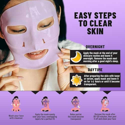 Bio-Collagen Overnight Face Mask ? Hydrating & Nourishing Sheet Mask with Niacinamide, Galactomyces & Hyaluronic Acid ? 6 Pack, Improves Elasticity & Softens Skin, For All Skin Types (Purple)