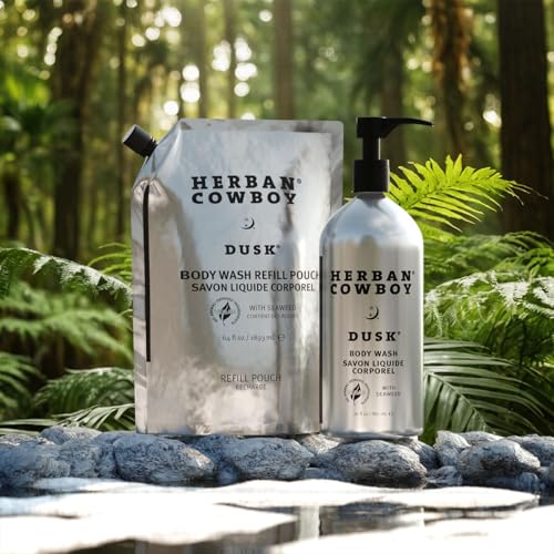 Herban Cowboy Body Wash, Rich Cologne Scent, Enhanced with Plant-Powered Ingredients, Vegan Body Wash (Dusk, 30 Ounce Aluminum Bottle)