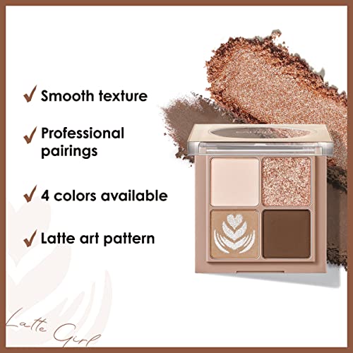 CARSLAN 4-Color Nude Neutral Eyeshadow Makeup Set - Great for Travel, Matte & Glitter Shimmer Contour Palette, 01