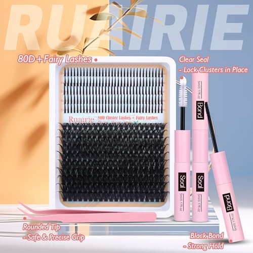 Lash Clusters Kit with Spikes 80D Volume Eyelash Extension Kit 360pcs 10-20mm Individual Lashes Manga DIY Lash Extension Kit with Bond, Seal and Tweezers by Ruairie