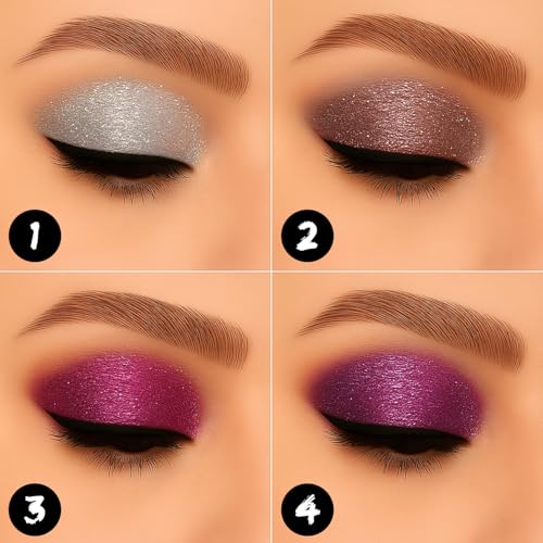Profusion Cosmetics Amethyst Gems 5 Shades Glitter Eyeshadow Palette ? Multi-Color Sparkle with Built-In Primer, Richly Pigmented & Blendable, Vegan & Cruelty-Free Makeup (Amethyst Gems)