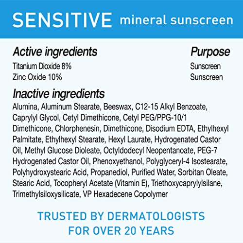 BLUE LIZARD Mineral Sunscreen, SPF 50+, Tube, Zinc Oxide | Water Resistant | Fragrance Free | For Sensitive Skin | 5 Fl Oz Pack of 2