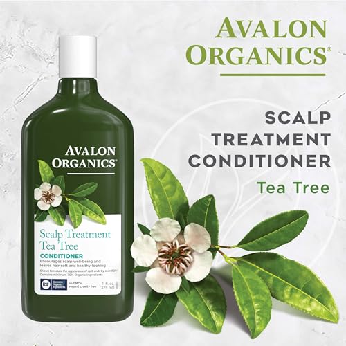 Avalon Organics Scalp Treatment Tea Tree Conditioner, Encourages Scalp Well-Being and Leaves Hair Soft, 11 Fluid Ounces