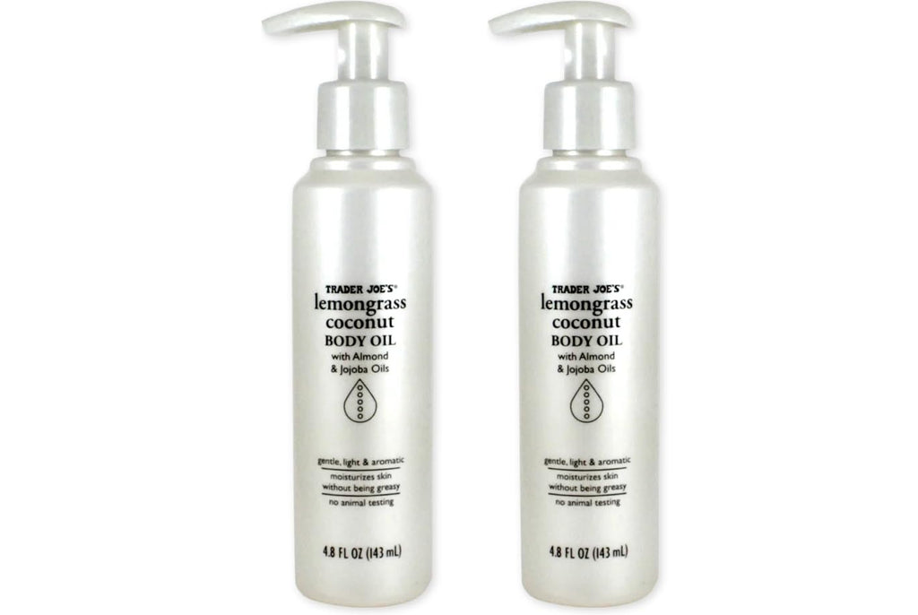 Trader Joe's Lemongrass Coconut Body Oil with Almond and Jojoba Oils 4.8 FL OZ (143 ml) - 2 PACK