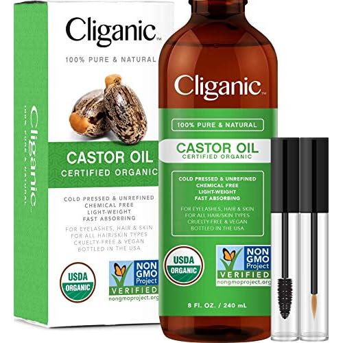 Cliganic Organic Carrier Oils Quad: Castor, Jojoba, Argan & Rosehip