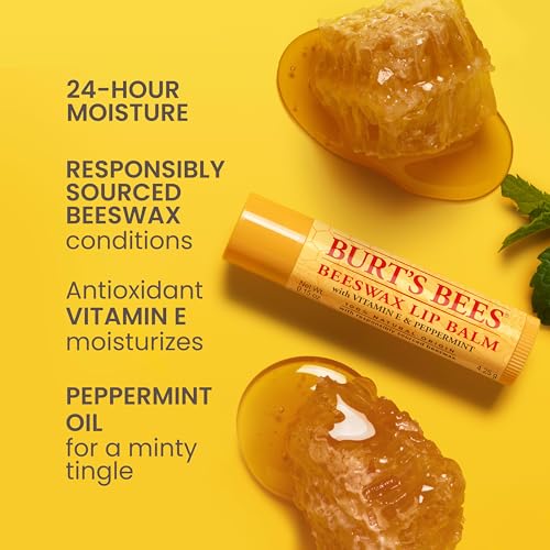 Burt¡¯s Bees Christmas Gifts, 4 Lip Balm Stocking Stuffers Products, Beeswax Bounty Classic Set - Original Beeswax Moisturizing Lip Balm (Pack of 4)