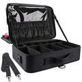 JOURMON Travel Makeup Train Case,Large Capacity Cosmetic Bags for Women,Portable Makeup Bag Organizer with Adjustable Dividers & Shoulder Strap (Black, L)
