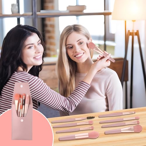24 Sets Travel Makeup Brush Set Bridesmaid Gift Face Make Up Brushes Angled Blush Brush Foundation Brush with Travel Makeup Bag for Wedding Bridal Gift