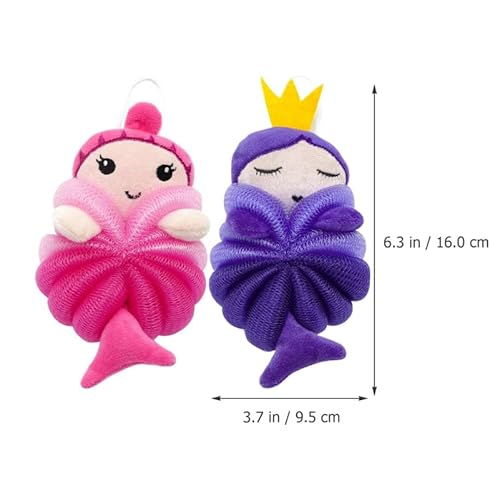 2Pcs Kids Bath Ball Shower Scrubber Cartoon Body Scrubber Soft Skin Cleaning Foaming Loofah for Toddler Bath Accessories