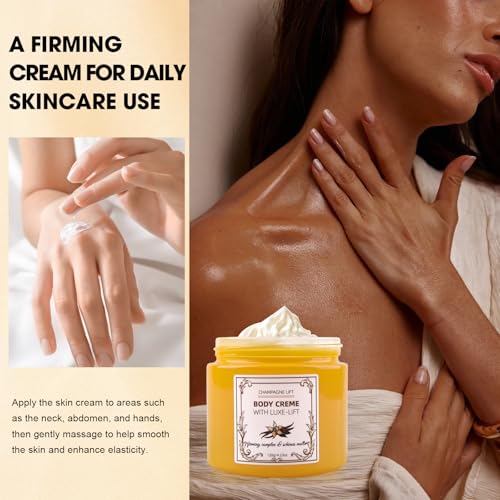 Champagne Body Cream, Champagne Lift Body Creme with Firming Complex & Pink Pepperslim, Deep Hydration & Smoothing Body Cream, Firms & Lifts Arms & Legs, Hydrates Dry Skin, Vanilla Scent