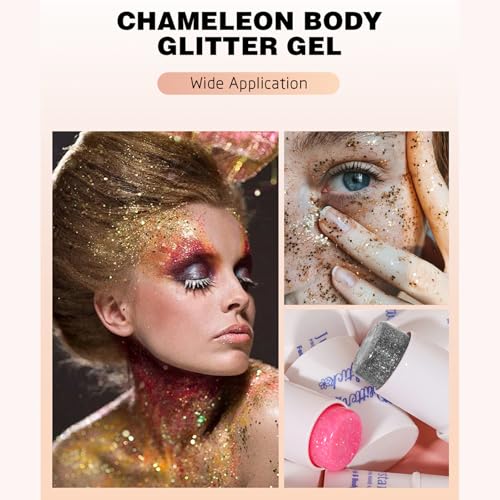 2pcs-Body Glitter Stick,Chunky Glitter Gel for Face Body Hair,Sparkling Holographic Mermaid Sequins Paint Multiuse Makeup Glitter Gel Gold and Silver