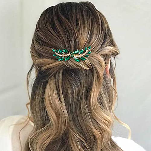 BETITETO Bridal Hair Comb Emerald Green Crystal Wedding Hair Piece Pin Accessories for Women Girls Party (Green)