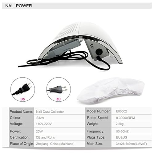 Nail Dust Collector Suction Extractor Powerful Vacuum Dust Cleaner Collector +Nail Art Dust Remover Powder Brush