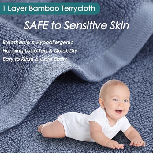 Wash Cloths 12 Pack, 13x13 inch Large Face Towel on Sensitive Skin, Easy to Clean Slate Blue Makeup Eraser Cloth, Super Soft and Gentle Bath Washcloths for Face and Body, Reusable Facial Clean Clot