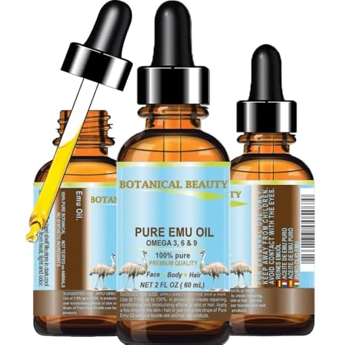 Botanical Beauty PURE EMU OIL 100% Natural Unrefined for Face, Skin, Body, Hands, Feet, Nails, Hair, Lip Care 2 Fl Oz - 60 ml