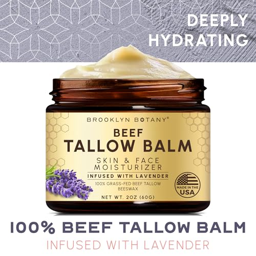 Brooklyn Botany Beef Tallow Balm ? Grass Fed Beef Tallow for Skin and Face ? Nourishing Face Moisturizer Infused with Lavender ? 2 oz