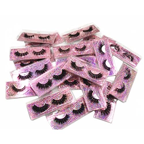 20 Pairs Faux Mink Eyelashes Wholesale Lashes Pack, Lashes Natural Look 16mm-20mm False Eyelashes Pink
