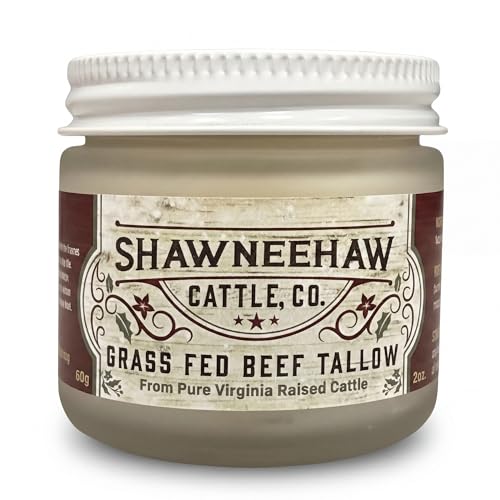 Handmade Grass-Fed Beef Tallow Balm - Pasture-Raised Beef Tallow Lotion for Face & Body - Hand Balm w/ Omega-3s, Vitamins A, D, E - All Natural Lotion for All Skin Types - Unscented 2 oz