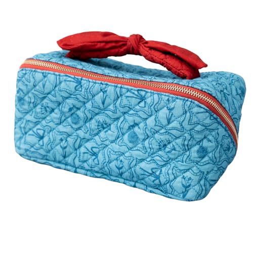 ban.do Getaway Quilted Toiletry Bag with Bow Handle and Satin Interior (Flowers and Bows)