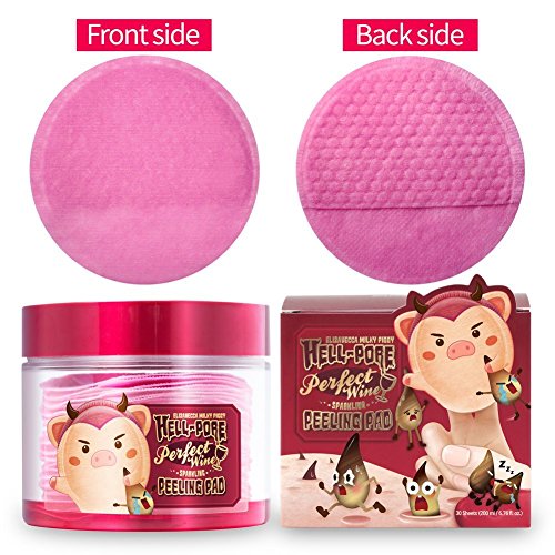 Elizavecca Exfoliate,Cleansing, Milky Piggy Hell-Pore Perfect Wine Sparkling Peeling Pad