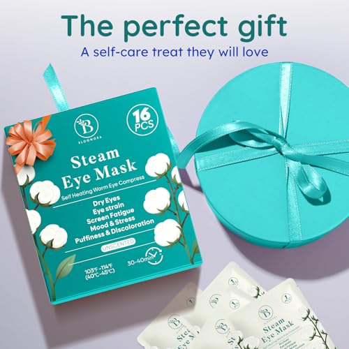 16 Pack Unscented Steam Eye Mask for Dryness, Puffiness, Strain & Relaxation, Heated Eye Mask for Sleep & Travel, Self-Heating & Disposable Warm Compress, Travel Essentials, Relaxation Gifts for Women
