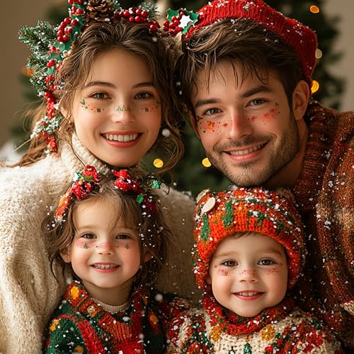 12Pcs Christmas Face Freckles Tattoo Stickers,Glitter Tattoos Face Stickers Waterproof Freckles Makeup Patches,Snowflake Glitter Freckles Stickers Temporary Tattoos for Festival Rave Christmas Party