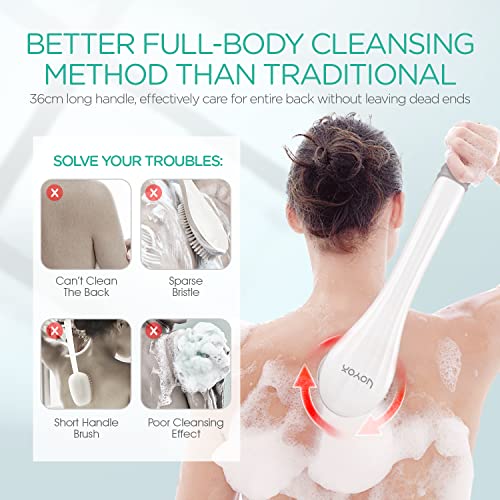 VOYOR Electric Body Brush Back Scrubber for Shower - Electric Razors for Women 4 in 1 Bikini Trimmer, Foil Shaver for Women Beauty Products Set