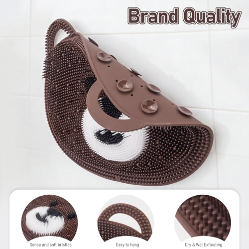 Foot Scrubber Mat in Shower 2 Pack, Silicone Shower Foot and Back Scrubber Exfloating Feet Cleaner Washer Pad -Massage Points Reflexology Mat for Women Child with Non-Slip Suction Cups Cf&Gy