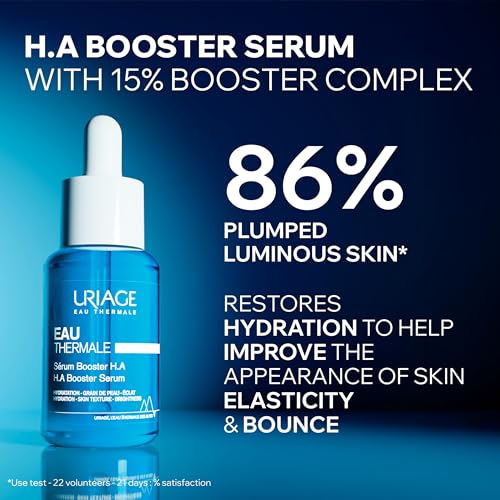 Uriage Eau Thermale Serum Booster With 1,5% Pure&Natural Hyaluronic Acid, 86% Plumped Skin, Peachy-Soft Skin Effect, Lovely Scent, Non-Comedogenic