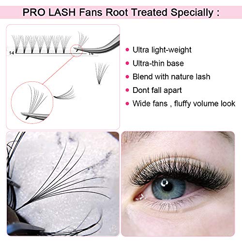 Premade Volume Eyelash Extensions 7D-C-0.07-14 Short Stem Premade Fans Eyelash Extensions 9 to 20 mm Pre made Lash Fans 3D 5D 7D Volume Lash Extensions .07 .10 C D Curl(7D-C-0.07,14mm)