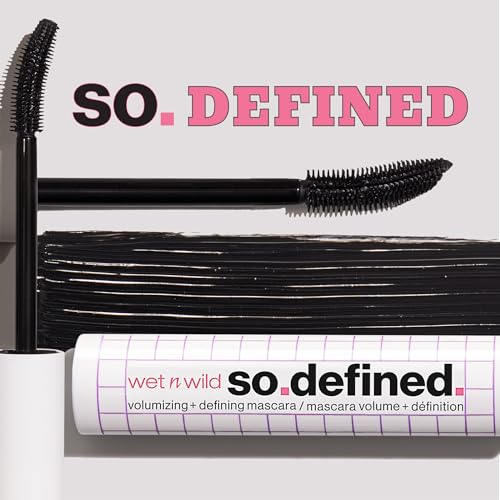 wet n wild So Defined Mascara, Volumizing & Lengthining with a Buildable Castor Oil-Infused Formula, Long-Lasting Clump-Free Application for Visibly lifted lashes, Vegan & Cruelty-Free - BLACK