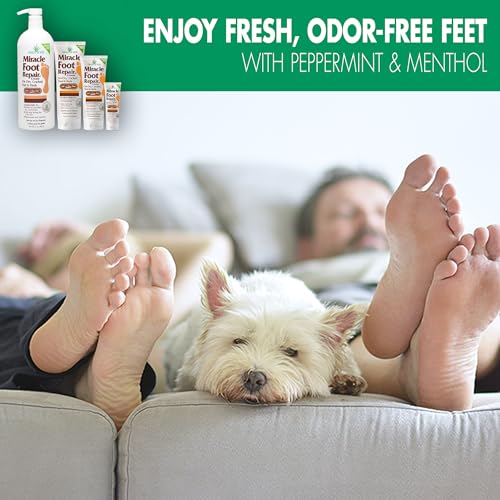 Miracle Foot Repair Cream (8 oz / 2-Pack) Repairs Dry Cracked Heels and Feet, 60% Pure UltraAloe Moisturizes, Softens, and Repairs