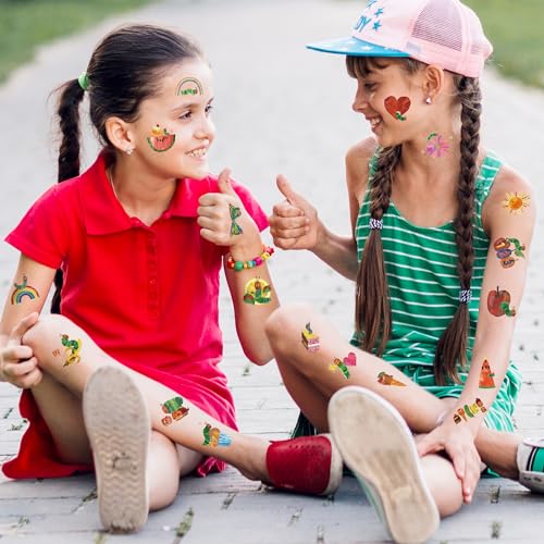 Hungry Insects Temporary Tattoo - 144PCS Kids Temporary Tattoos for Party Supplies Insect Theme Tattoo Stickers for Kids Cute Animal Tattoos for Classroom Reward Birthday Party Event Decor