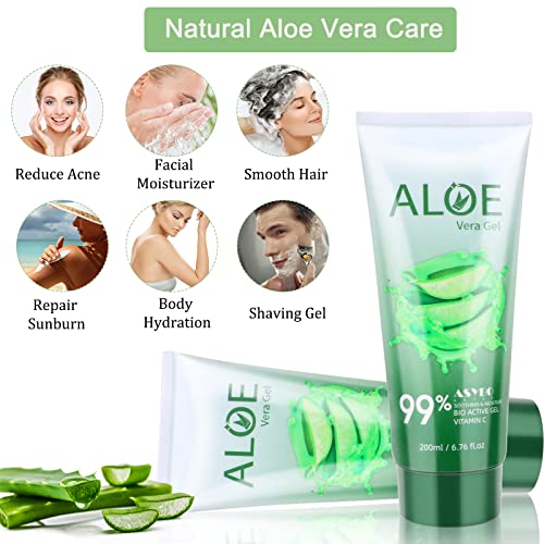 200x2 ML Aloe Vera Gel ? 99% Organic Pure Aloe Vera Hydrating Face & Body Moisturizer, Natural Aloe Cream for Dry Skin, Sunburn, Acne, Soothing & Moisturizing
