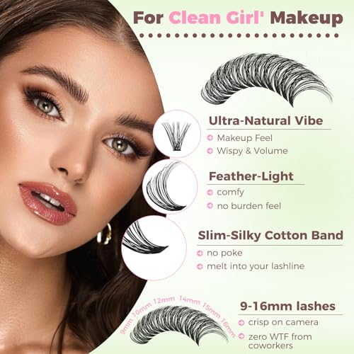Lash Clusters Kit for Beginners Eyelash Clusters Kit Lashes Clusters Kit Cluster Pesta?as Postizas Naturales with Lash Bond&Seal,Lash Tweezers,Brush RITALASH(640pcs 20D+40D+60D+80D Kit,9-16mm)