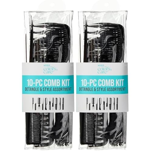 KISS Professional 10-pc Comb Set-Detangle & Style Assortment,(Pack of 2)